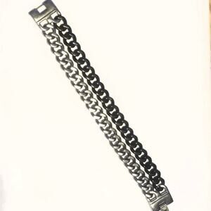 New black and silver double‎ chain link bracelet